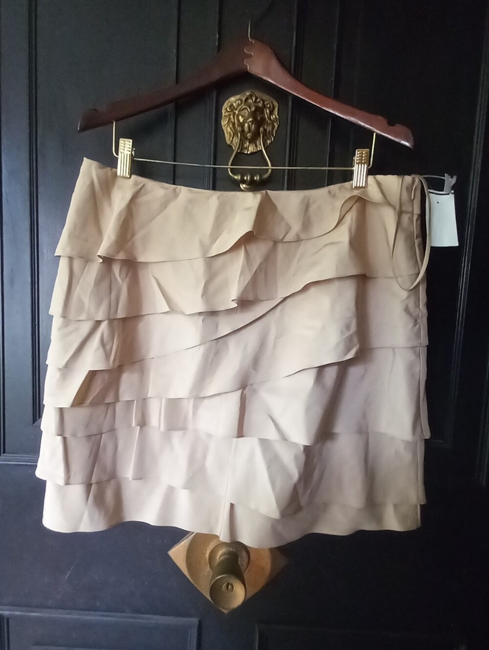 Ralph Lauren NWT SILK MOIRE Silver GOLD SILK Lined Layred Skirt with Black Label